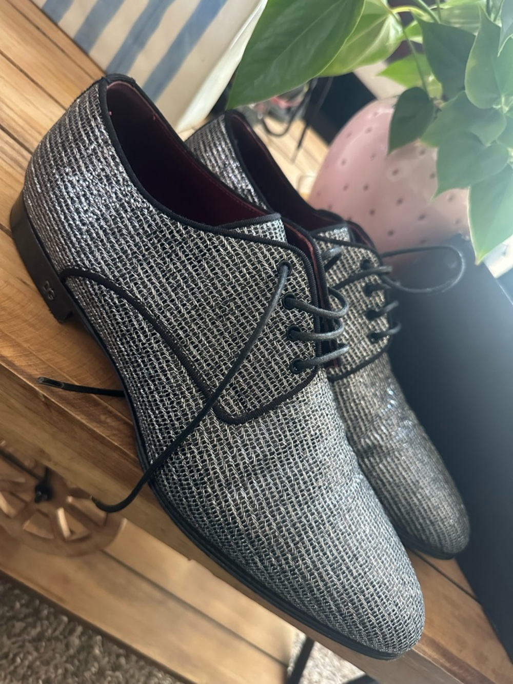 Dolce & Gabbana Silver Metallic Lace-Up Oxfords